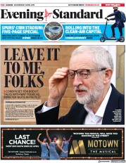 London Evening Standard (UK) Newspaper Front Page for 4 April 2019