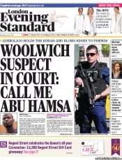 London Evening Standard (UK) Newspaper Front Page for 4 June 2013