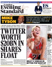London Evening Standard (UK) Newspaper Front Page for 5 October 2013