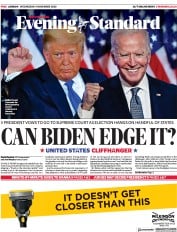 London Evening Standard (UK) Newspaper Front Page for 5 November 2020