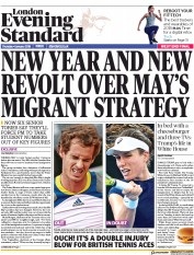 London Evening Standard (UK) Newspaper Front Page for 5 January 2018