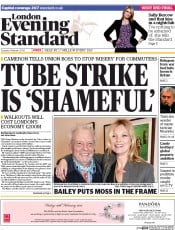 London Evening Standard Newspaper Front Page (UK) for 5 February 2014