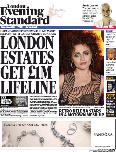 London Evening Standard Newspaper Front Page (UK) for 5 March 2016