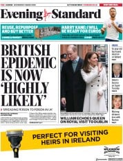 London Evening Standard (UK) Newspaper Front Page for 5 March 2020