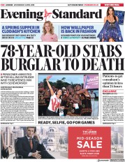 London Evening Standard (UK) Newspaper Front Page for 5 April 2018