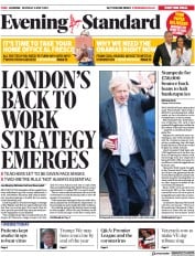 London Evening Standard (UK) Newspaper Front Page for 5 May 2020