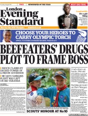 London Evening Standard (UK) Newspaper Front Page for 5 August 2011