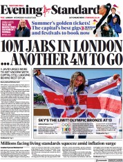 London Evening Standard (UK) Newspaper Front Page for 5 August 2021