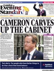 London Evening Standard (UK) Newspaper Front Page for 5 September 2012