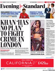 London Evening Standard (UK) Newspaper Front Page for 5 September 2018