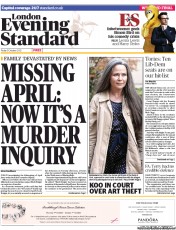 London Evening Standard Newspaper Front Page (UK) for 6 October 2012