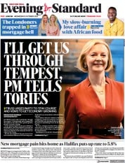 London Evening Standard (UK) Newspaper Front Page for 6 October 2022