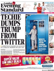 London Evening Standard (UK) Newspaper Front Page for 6 November 2017