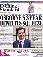 London Evening Standard Newspaper Front Page (UK) for 6 December 2012