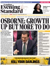 London Evening Standard Newspaper Front Page (UK) for 6 December 2013