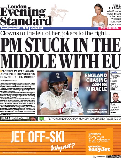 London Evening Standard Newspaper Front Page (UK) for 6 December 2017