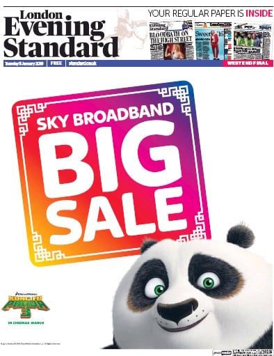 London Evening Standard Newspaper Front Page (UK) for 6 January 2016