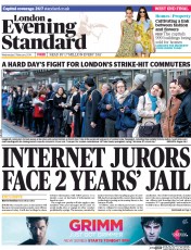 London Evening Standard Newspaper Front Page (UK) for 6 February 2014