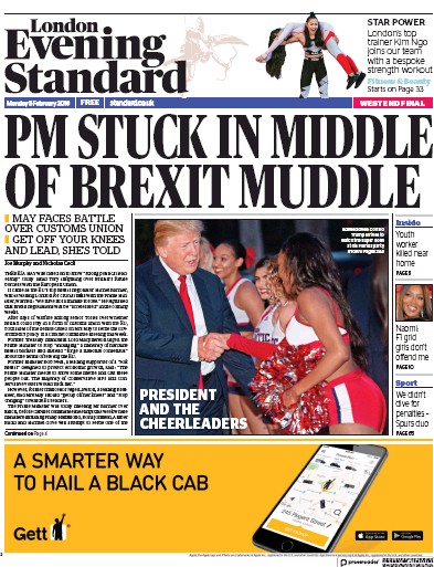 London Evening Standard Newspaper Front Page (UK) for 6 February 2018