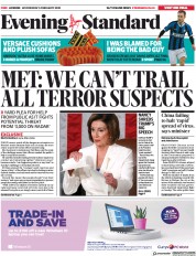 London Evening Standard (UK) Newspaper Front Page for 6 February 2020