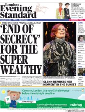 London Evening Standard (UK) Newspaper Front Page for 6 April 2016