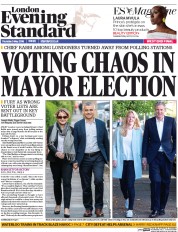 London Evening Standard (UK) Newspaper Front Page for 6 May 2016