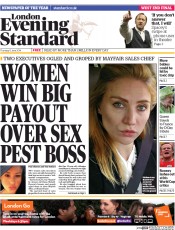 London Evening Standard Newspaper Front Page (UK) for 6 June 2014