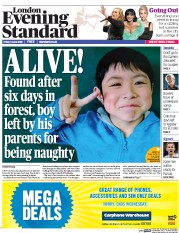 London Evening Standard (UK) Newspaper Front Page for 6 June 2016