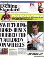 London Evening Standard (UK) Newspaper Front Page for 6 July 2013