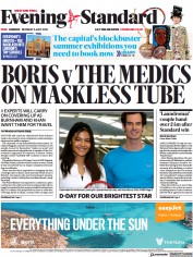 London Evening Standard (UK) Newspaper Front Page for 6 July 2021