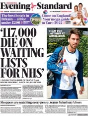 London Evening Standard (UK) Newspaper Front Page for 6 July 2022