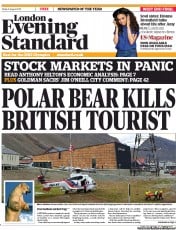 London Evening Standard (UK) Newspaper Front Page for 6 August 2011