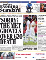 London Evening Standard (UK) Newspaper Front Page for 6 August 2013