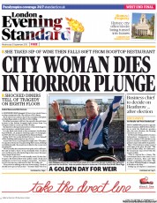 London Evening Standard (UK) Newspaper Front Page for 6 September 2012