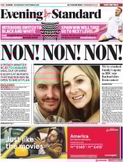 London Evening Standard (UK) Newspaper Front Page for 6 September 2018