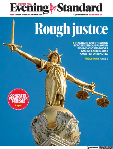 London Evening Standard Newspaper Front Page (UK) for 6 September 2023