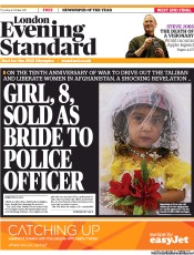 London Evening Standard Newspaper Front Page (UK) for 7 October 2011