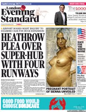 London Evening Standard Newspaper Front Page (UK) for 7 November 2012