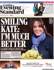 London Evening Standard Newspaper Front Page (UK) for 7 December 2012