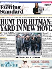 London Evening Standard Newspaper Front Page (UK) for 7 February 2014