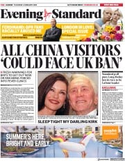 London Evening Standard (UK) Newspaper Front Page for 7 February 2020