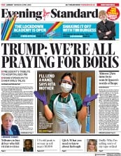 London Evening Standard (UK) Newspaper Front Page for 7 April 2020