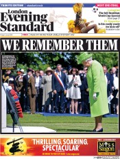 London Evening Standard (UK) Newspaper Front Page for 7 June 2014