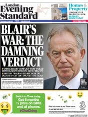 London Evening Standard (UK) Newspaper Front Page for 7 July 2016