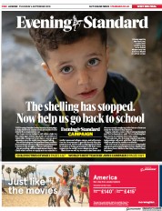 London Evening Standard (UK) Newspaper Front Page for 7 September 2018