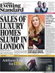 London Evening Standard (UK) Newspaper Front Page for 8 December 2016