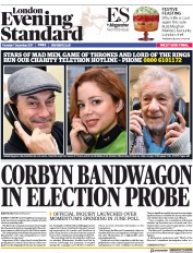 London Evening Standard (UK) Newspaper Front Page for 8 December 2017