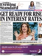 London Evening Standard (UK) Newspaper Front Page for 8 January 2016