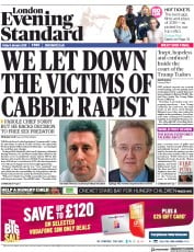 London Evening Standard (UK) Newspaper Front Page for 8 January 2018