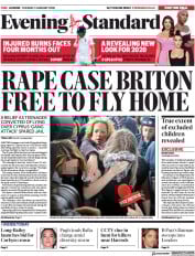 London Evening Standard (UK) Newspaper Front Page for 8 January 2020